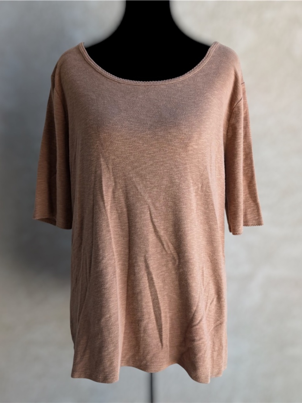 TIME AND TRU WOMEN'S SIZE Large (12-14) Brown 2/4 sleeve top blouse pullover